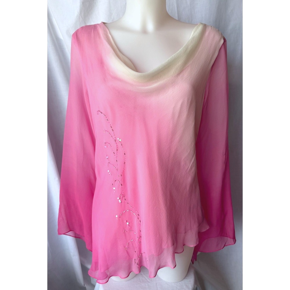Y2K 100% Silk Fairycore Romantic Whimsygoth Cottagecore Pink Ombre Chadwick's 12